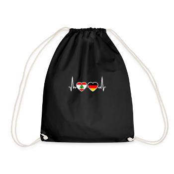 Lebanon Germany Heartbeat Flag Lebanese - Drawstring Bag - black - Front