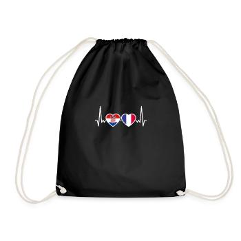 Croatia France Heartbeat Flag Croatia - Drawstring Bag - black - Front