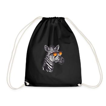 Lustiges Zebra mit Sonnenbrille Retro Stil für - Turnbeutel - Schwarz - Vorne