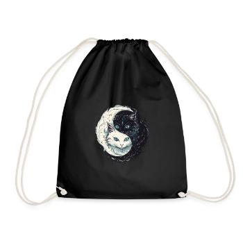 Yin Yang Katzen Katzenkunst für einen - Turnbeutel - Schwarz - Vorne