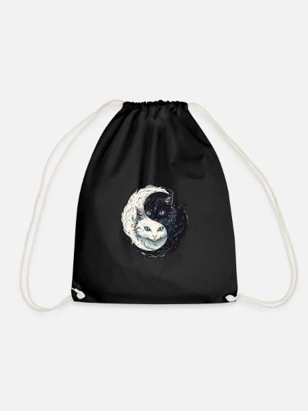 Yin Yang Katzen Katzenkunst für einen - Turnbeutel - Schwarz