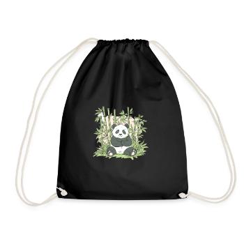 Niedlicher Panda Bambus Wald Tier Tierwelt - Turnbeutel - Schwarz - Vorne