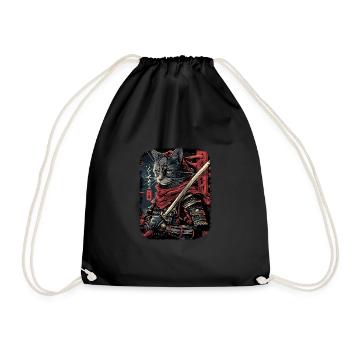 Japanische Katze Samurai Style für Katzen Fans - Turnbeutel - Schwarz - Vorne