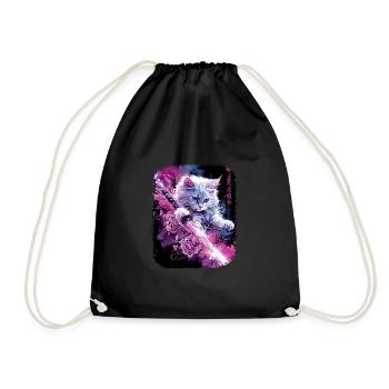 Japanische Katze Samurai Style für Katzen Fans - Turnbeutel - Schwarz - Vorne