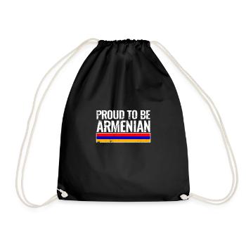 Proud To Be Armenian Vintage Armenian Flag - Drawstring Bag - black - Front
