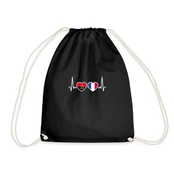 Angola France Heartbeat Flag Angolan - Drawstring Bag - black - Front