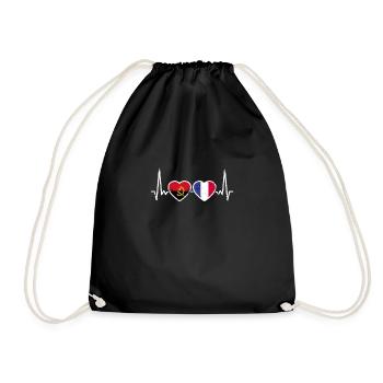 Angola France Vintage Heartbeat Flag - Drawstring Bag - black - Front