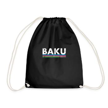 Baku Vintage Azerbaijan Azerbaijan Flag - Drawstring Bag - black - Front