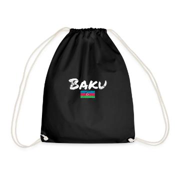 Baku Vintage Azerbaijan Azerbaijan Flag - Drawstring Bag - black - Front