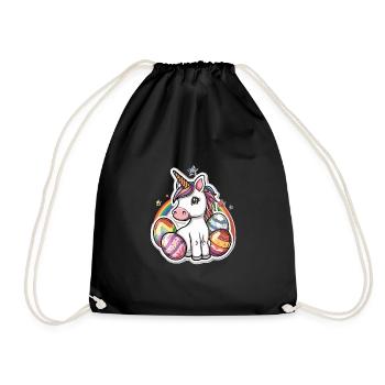 Einhorn Ostern für Kinder Regenbogen und Eier für - Turnbeutel - Schwarz - Vorne