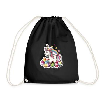 Einhorn Ostern für Kinder Regenbogen und Eier für - Turnbeutel - Schwarz - Vorne