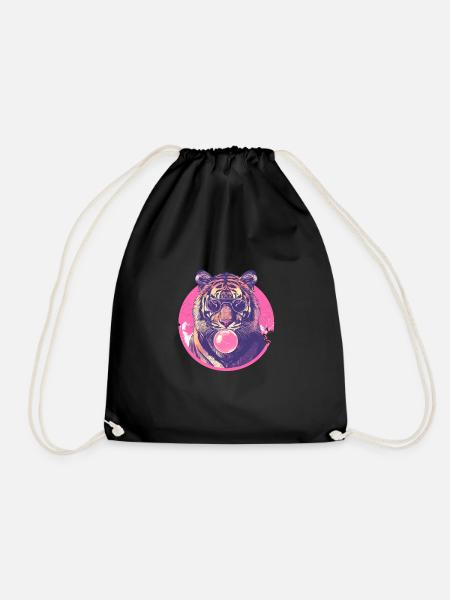 Tiger mit Sonnenbrille Bubblegum für einen Tiger - Turnbeutel - Schwarz