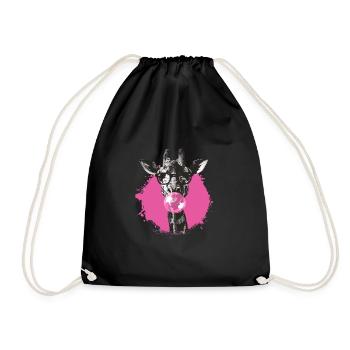 Giraffe mit Sonnenbrille Bubblegum für einen - Turnbeutel - Schwarz - Vorne