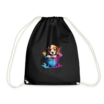 Beagle Niedlicher Hund Farbeimer - Turnbeutel - Schwarz - Vorne
