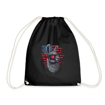 Coole Amerika Llama Sonnenbrille Patriotisch - Turnbeutel - Schwarz - Vorne