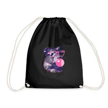 Meerschweinchen mit Sonnenbrille Bubblegum - Turnbeutel - Schwarz - Vorne