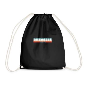 Brussels Belgium Belgium Retro Belgian Belgians - Drawstring Bag - black - Front