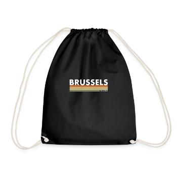 Brussels Belgium Belgium Retro Belgian Belgians - Drawstring Bag - black - Front