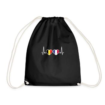 Belgique France Vintage Heartbeat Flag - Sac de sport léger - noir - Devant