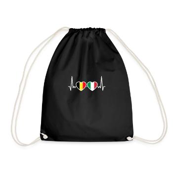 Belgique Italie Heartbeat Drapeau Belgique - Sac de sport léger - noir - Devant