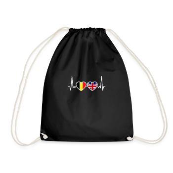Belgique Royaume-Uni Heartbeat Drapeau Belge Britannique - Sac de sport léger - noir - Devant