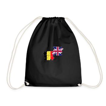 Belgium UK Flag Belgian British - Drawstring Bag - black - Front