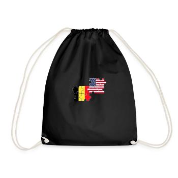 Belgium USA Flag Belgian Americans - Drawstring Bag - black - Front