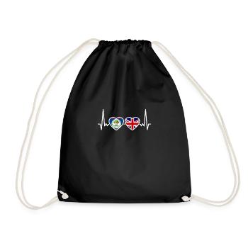 Belize UK Heartbeat British Belizean Flag - Drawstring Bag - black - Front