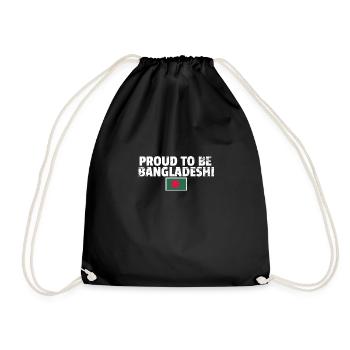 Proud To Be Bangladeshi Vintage Bangladeshi Flag - Drawstring Bag - black - Front