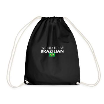 Proud To Be Brazilian Brazil Flag - Drawstring Bag - black - Front