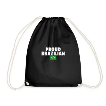 Proud Brazilian Brazil Brazilian Flag - Drawstring Bag - black - Front