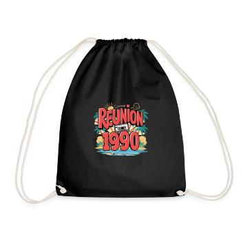 Retro Reunion 1990 Kassette Sunset Beach - Turnbeutel - Schwarz - Vorne