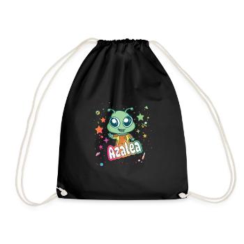 AZALEA - Beautiful girl name with cute alien - Drawstring Bag - black - Front