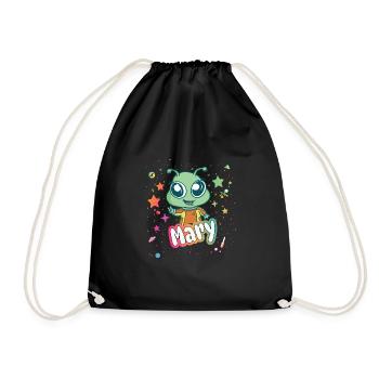 MARY - Beau nom de fille avec extraterrestre mignon - Sac de sport léger - noir - Devant