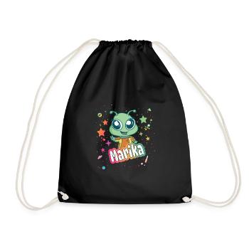 MARIKA - Beau nom de fille avec extraterrestre mignon - Sac de sport léger - noir - Devant
