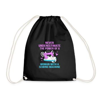 Sewing Machine Seamstress - Drawstring Bag - black - Front