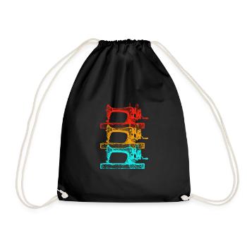 Sewing Machine Seamstress - Drawstring Bag - black - Front