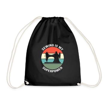 Sewing Machine Seamstress - Drawstring Bag - black - Front