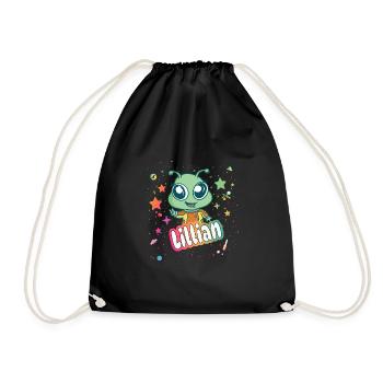 LILLIAN - Beau nom de fille avec extraterrestre mignon - Sac de sport léger - noir - Devant