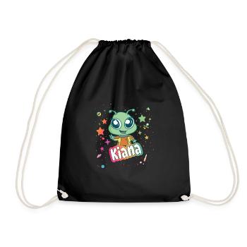 KIANA - Beau nom de fille avec un extraterrestre mignon - Sac de sport léger - noir - Devant