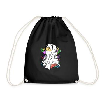 Muslim Islam Moslem Muslima Eid Mubarak - Drawstring Bag - black - Front