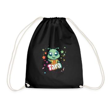 TARA - Beau nom de fille avec un extraterrestre mignon - Sac de sport léger - noir - Devant