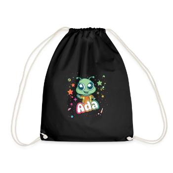 ADA - Beautiful Girl Name with Cute Alien - Drawstring Bag - black - Front
