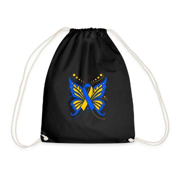 Down Syndrome Butterfly - Drawstring Bag - black - Front