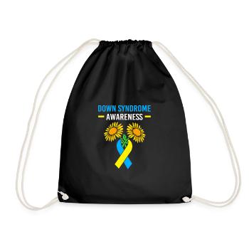 Down syndrome T21 chromosome trisomy sunflower - Drawstring Bag - black - Front