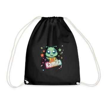 KAMILA - Beautiful girl name with cute alien - Drawstring Bag - black - Front