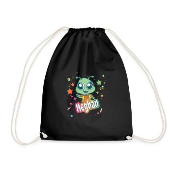 MEGHAN - Beau nom de fille avec un extraterrestre mignon - Sac de sport léger - noir - Devant