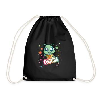 CRISTINA - Beautiful girl name with cute alien - Drawstring Bag - black - Front