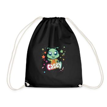 CASEY - Beau nom de fille avec un extraterrestre mignon - Sac de sport léger - noir - Devant