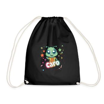 CARO - Beau nom de fille avec extraterrestre mignon - Sac de sport léger - noir - Devant